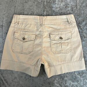 One Song Utility Chino Mid-Rise Khaki Beige Shorts Thick Waistband Women's 12